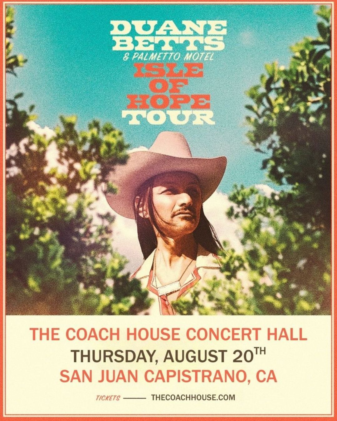 Duane Betts at The Coach House on August 20th