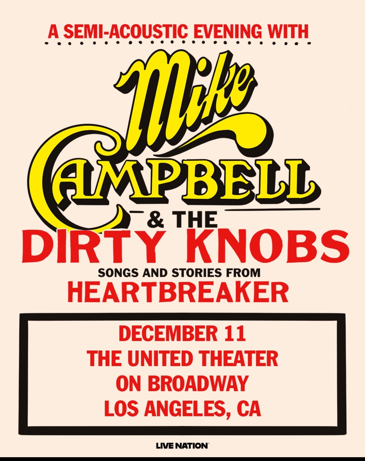 MEMBERS ONLY: Mike Campbell & The Dirty Knobs at the United Theater on Broadway on Thursday, December 11